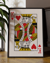 Load image into Gallery viewer, King of Hearts Minimalistic Playing Card Wall Art