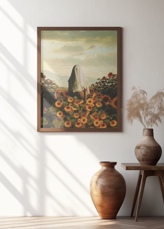 Mysterious Figure Sunflowers