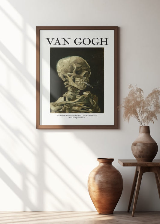 Head of a skeleton with a burning cigarette