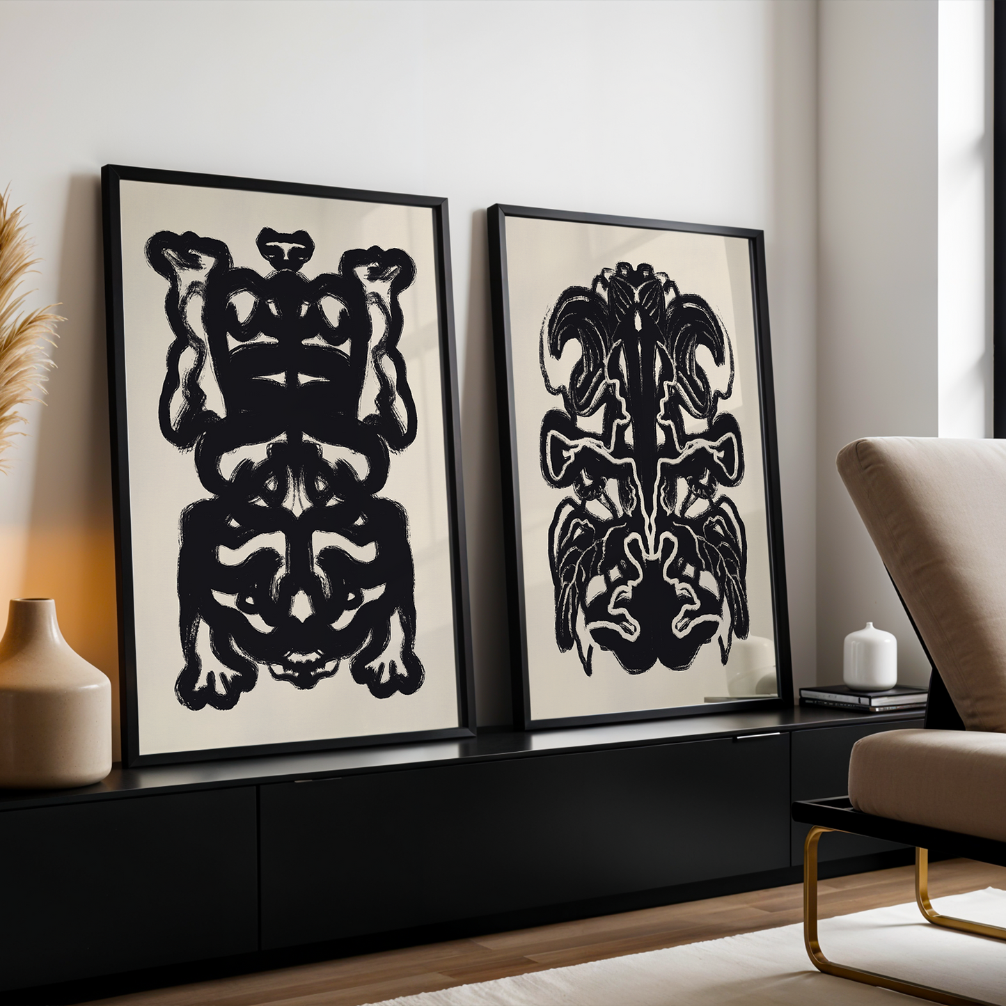Modern Surreal Wall Art Prints – Minimalist Contemporary Gallery Set for Living Rooms | Gallery Wall Art Set | Set of 2
