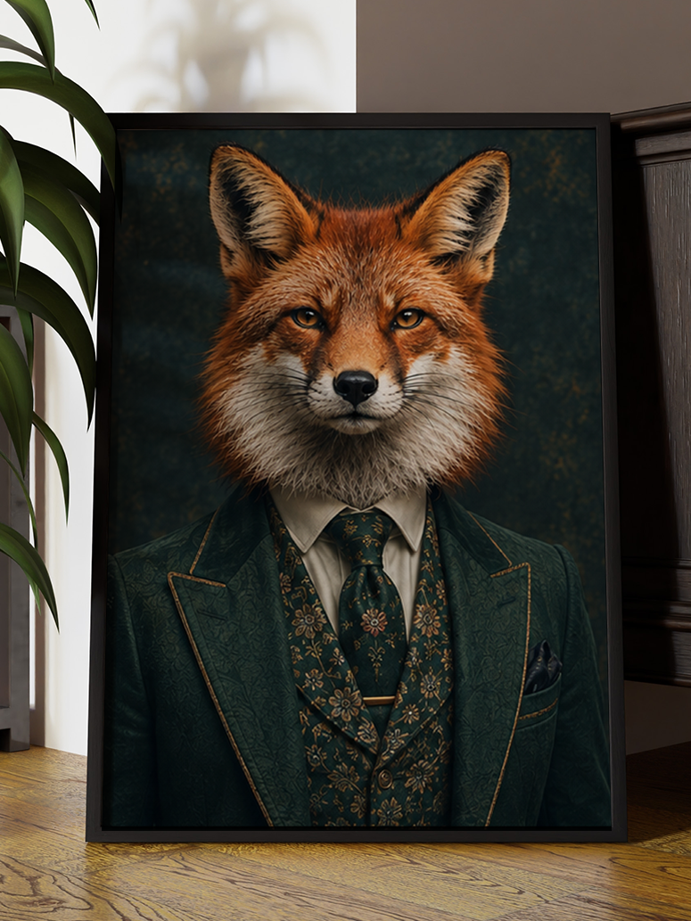 Gentleman Fox Portrait | Altered Animal Portrait Wall Art