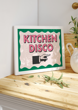 Load image into Gallery viewer, Kitchen Disco Quote Print (Right) | Kitchen Print Optional Colour Wall Art | By Pink Giraffe Print Co