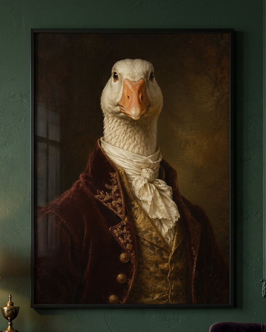 Regal Goose Portrait Print - Victorian Animal Art in Vintage Style