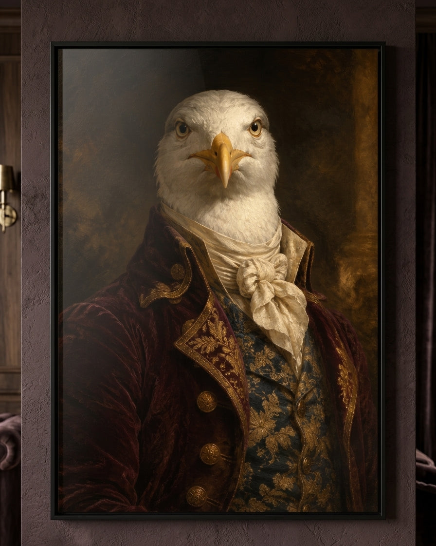 Regal Seagull Portrait Print - Victorian Animal Art in Vintage Style