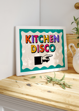 Load image into Gallery viewer, Kitchen Disco Quote Print (Right) | Kitchen Print Optional Colour Wall Art | By Pink Giraffe Print Co