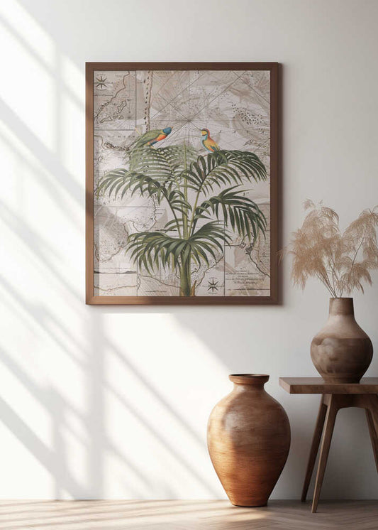 Tropical Birds Vintage Map