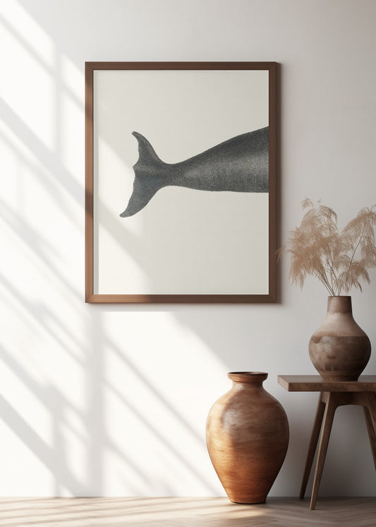 Whale Tight Crop I Handcolored Sealife Lithograph 1824