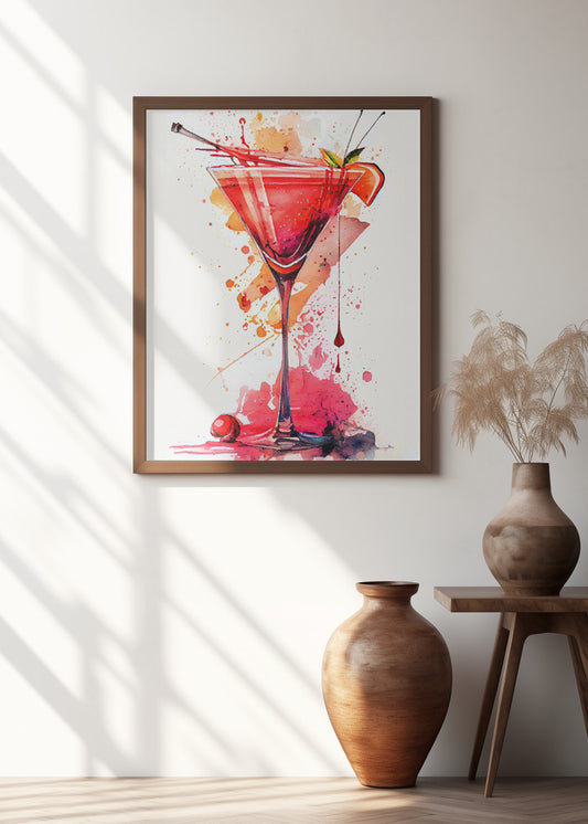 Cosmopolitan cocktail Watercolour Wall Art Print