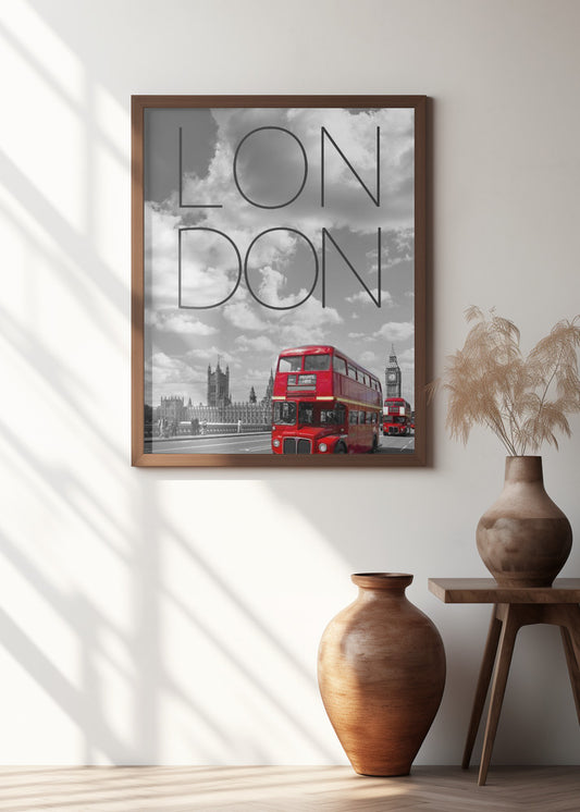Red Buses in London | London Travel Art Skyline