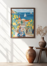 Load image into Gallery viewer, Travel poster woman on the Amalfi coast | Summer wall art