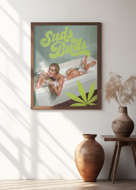 Suds Buds Sexy Girl Smoking Cannabis Joint In Bath