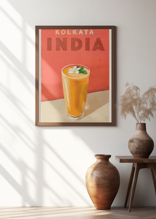 Travel Poster Cocktail Kolkata India | Bar wall art