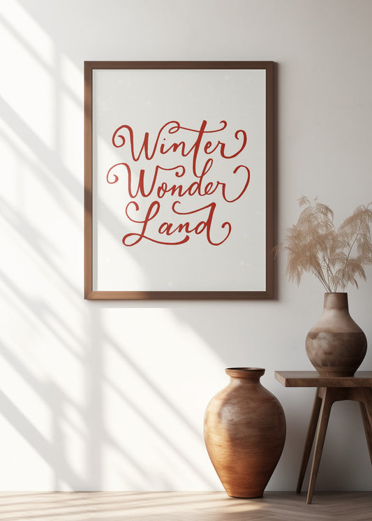 Winter Wonderland Text (green), Christmas NoǮl Holiday Winter Quote Typography Lettering