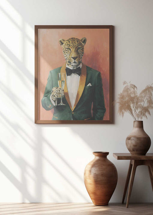 Leopard In Green Tuxedo