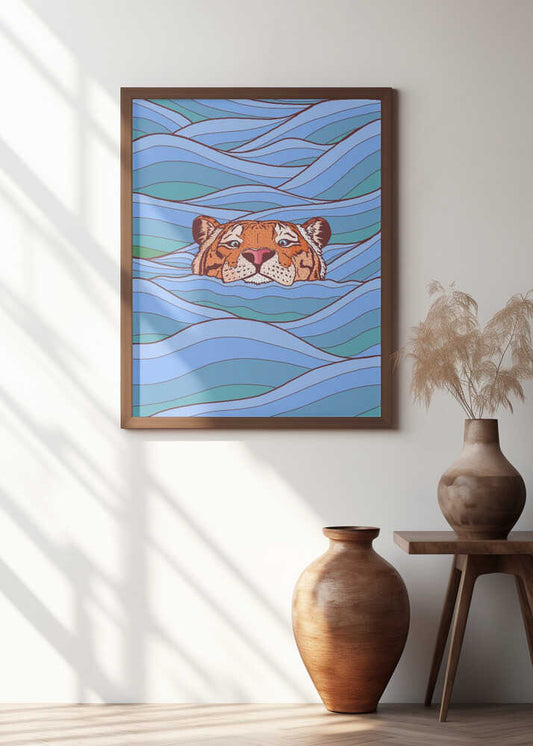 Tiger In Blue Waves