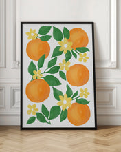Load image into Gallery viewer, Oranges with Green Leaves and Delicate Yellow Flowers