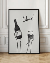 Load image into Gallery viewer, Cheers wine illustration quote print
