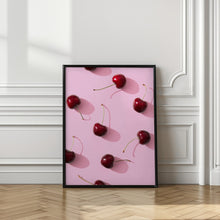 Load image into Gallery viewer, Cherries on pink background
