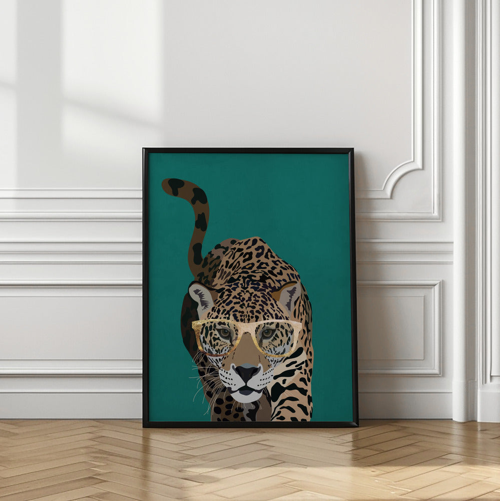 Curious green leopard