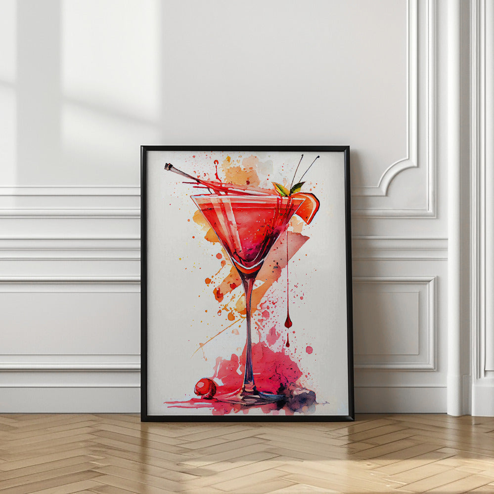 Cosmopolitan cocktail Watercolour Wall Art Print