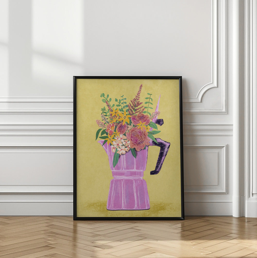 Espresso Maker with Flowers