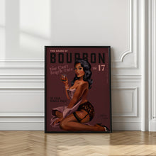 Load image into Gallery viewer, Babes of Bourbon Cant Touch This. Sexy Retro Pin Up Girl Whiskey Art