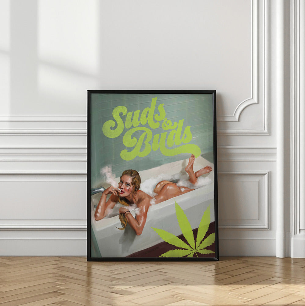 Suds Buds Sexy Girl Smoking Cannabis Joint In Bath
