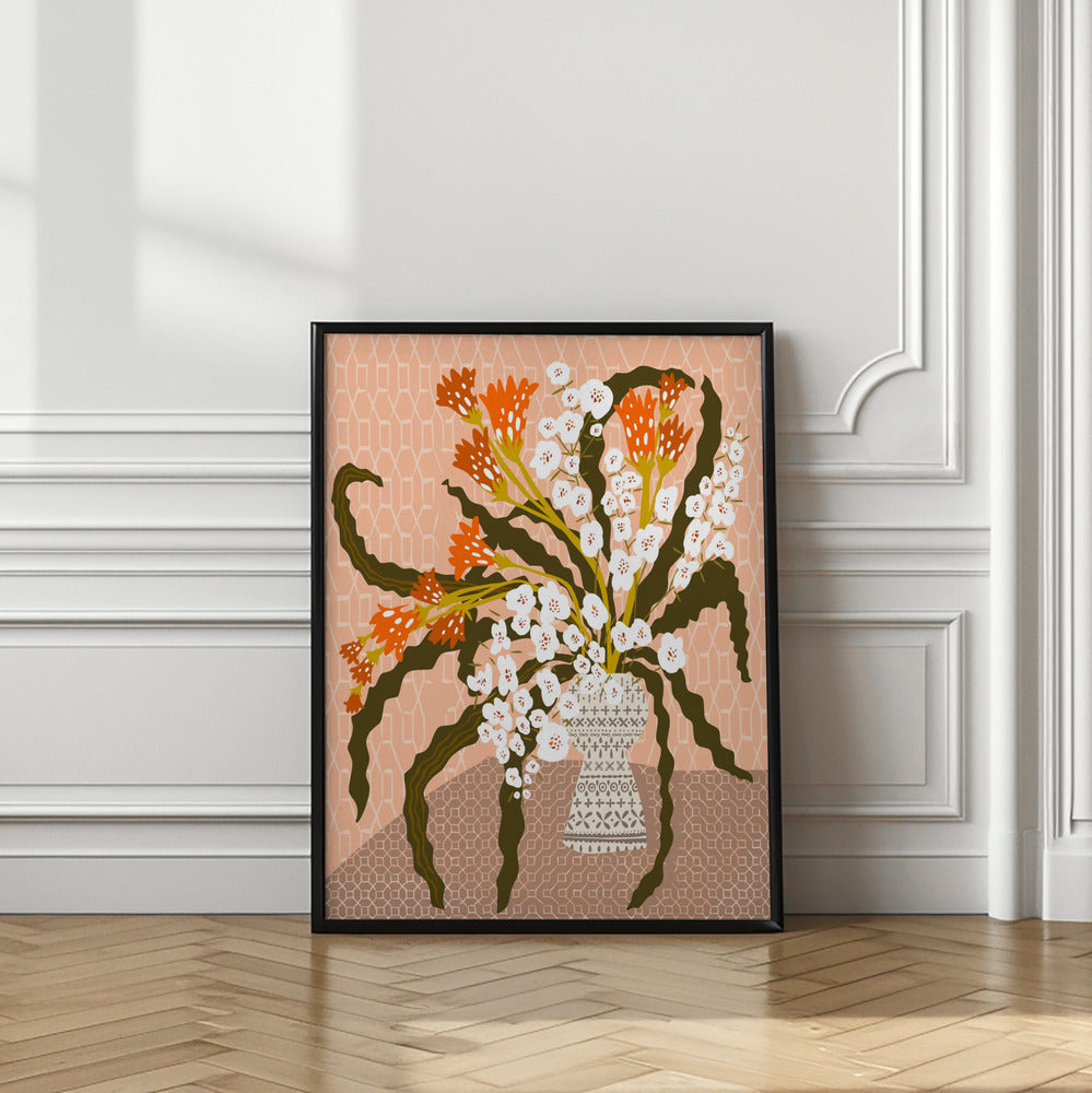 Floral contemporary still life peach fuzz