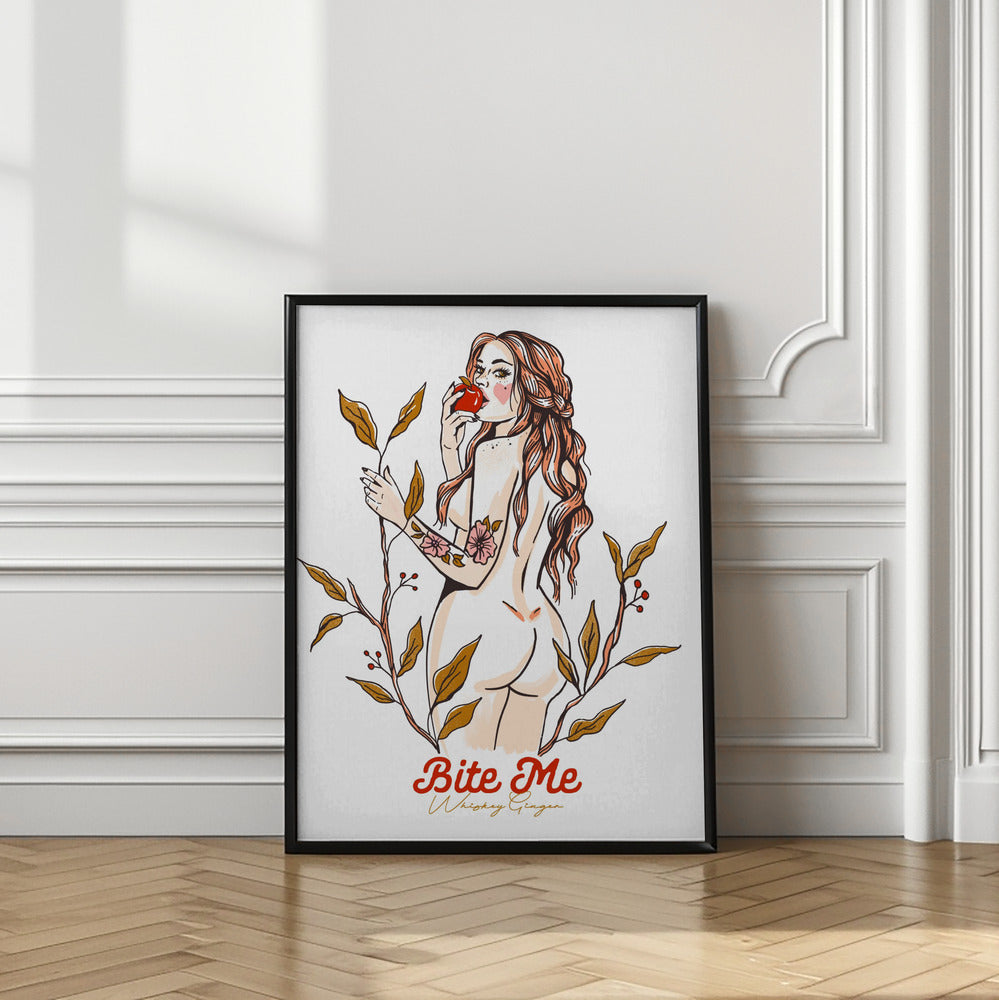 Bite Me Sexy Pin-Up Girl Eating An Apple