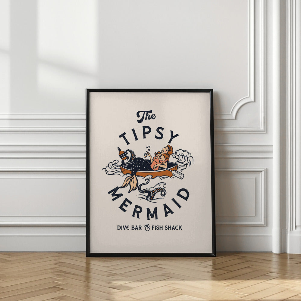 Tipsy mermaid dive bar | Mermaid bar wall art