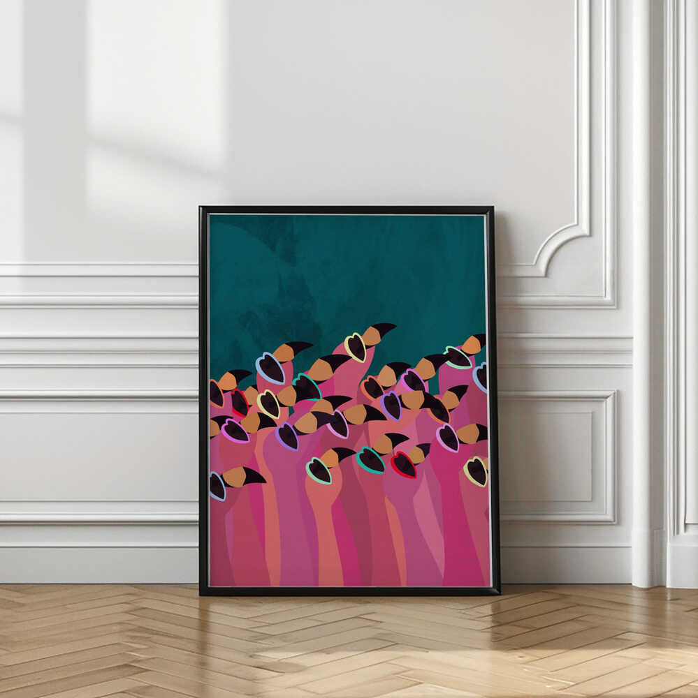 Vibrant Flamingo Hearts