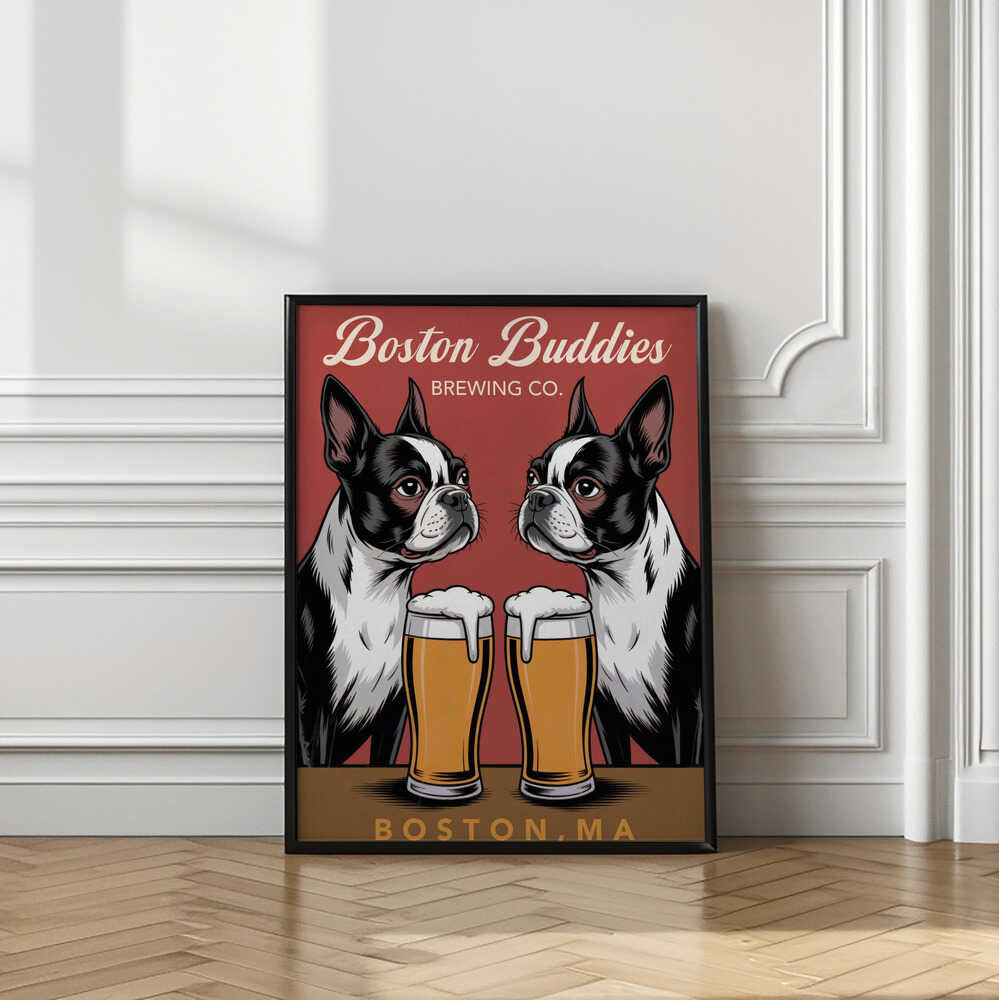 Boston Buddies Vintage Advert Poster Art