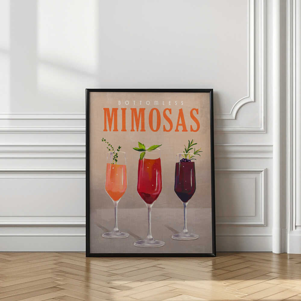Bottomless Mimosas Pastel Cocktail Bar Art
