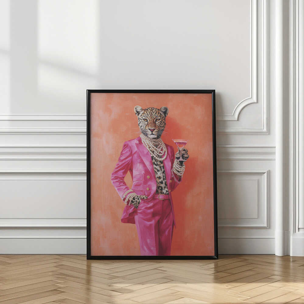 Leopard Dressed In Pink Satin Suit