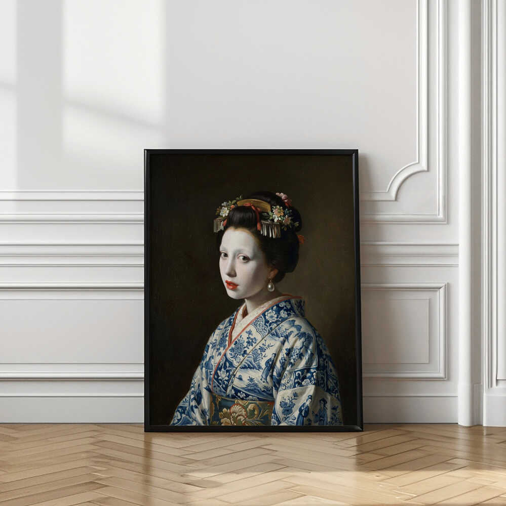 Geisha in Blue Kimono
