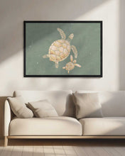 Load image into Gallery viewer, Landscape gold turtles green