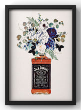 Load image into Gallery viewer, Jack Daniels Print | Floral Whiskey Bottle | Floral Bar Wall Art