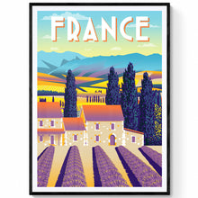 Load image into Gallery viewer, Minimal France Travel Poster | Vintage Postcard Wall Art