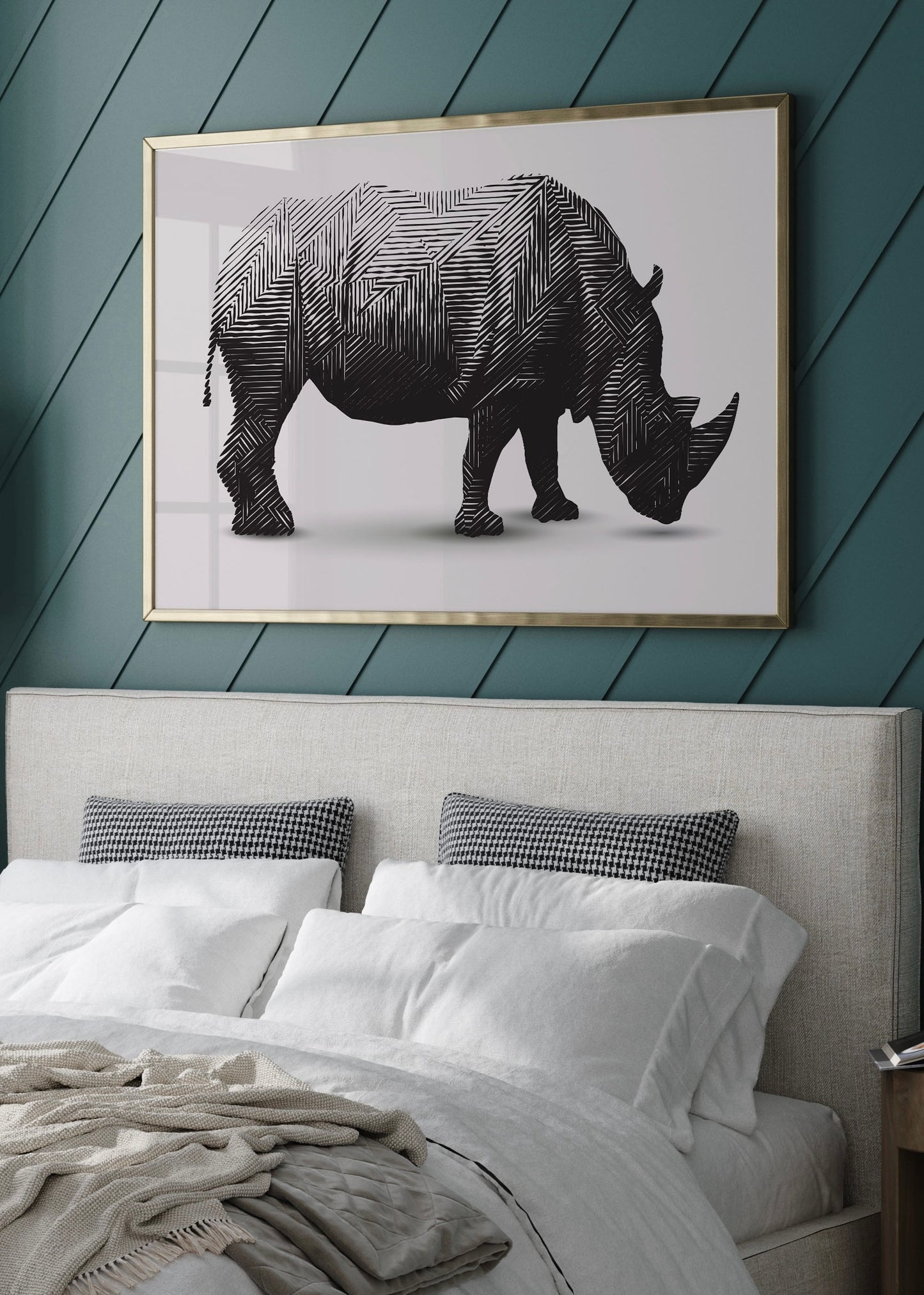 Rhino Pattern Print | Landscape Wall Art Print | Bedroom Wall Art