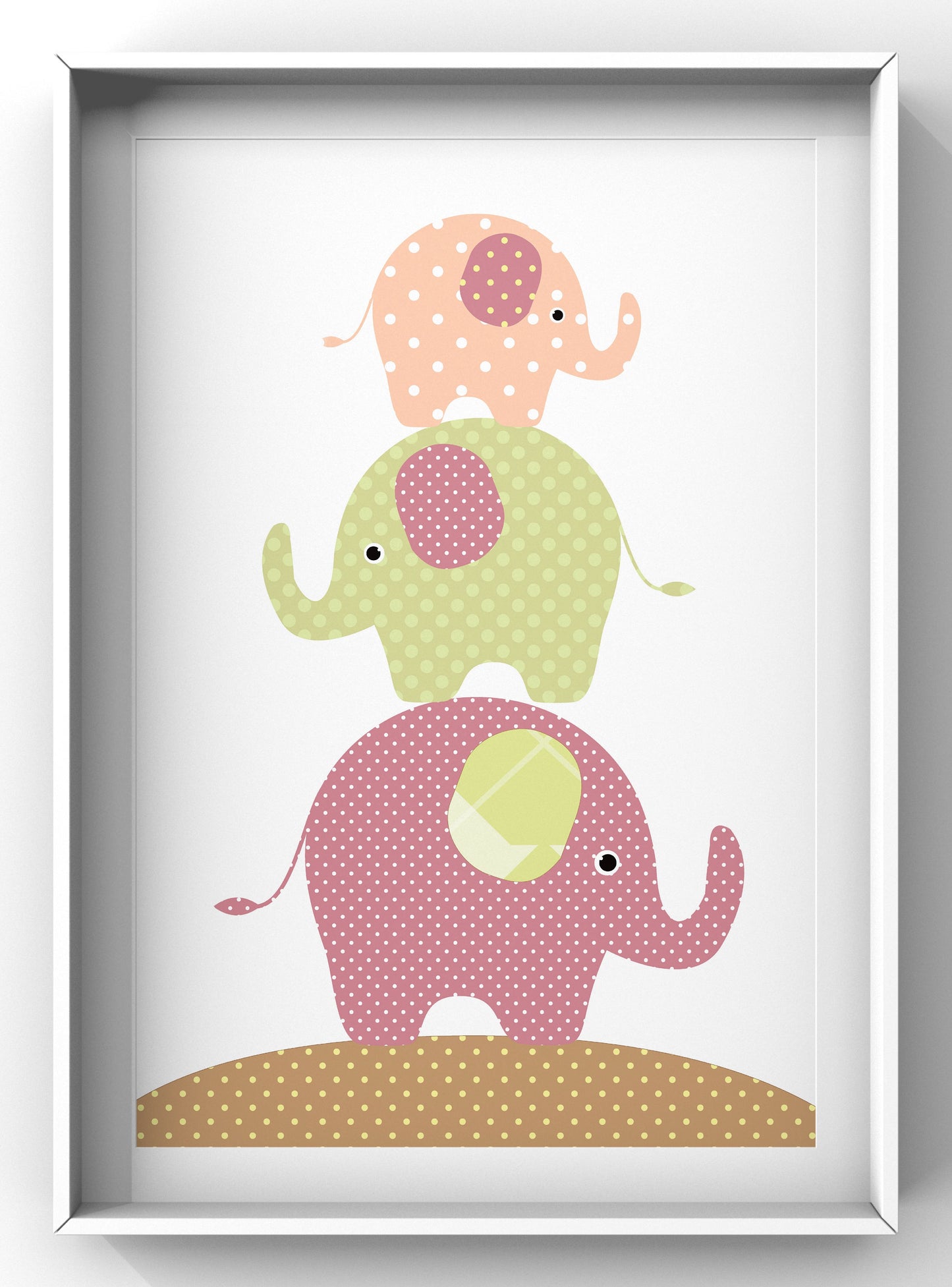 Stacking Dotty Elephant Nursery Print
