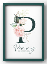 Load image into Gallery viewer, Personalised Letter Name Print | New Born Nursery Print
