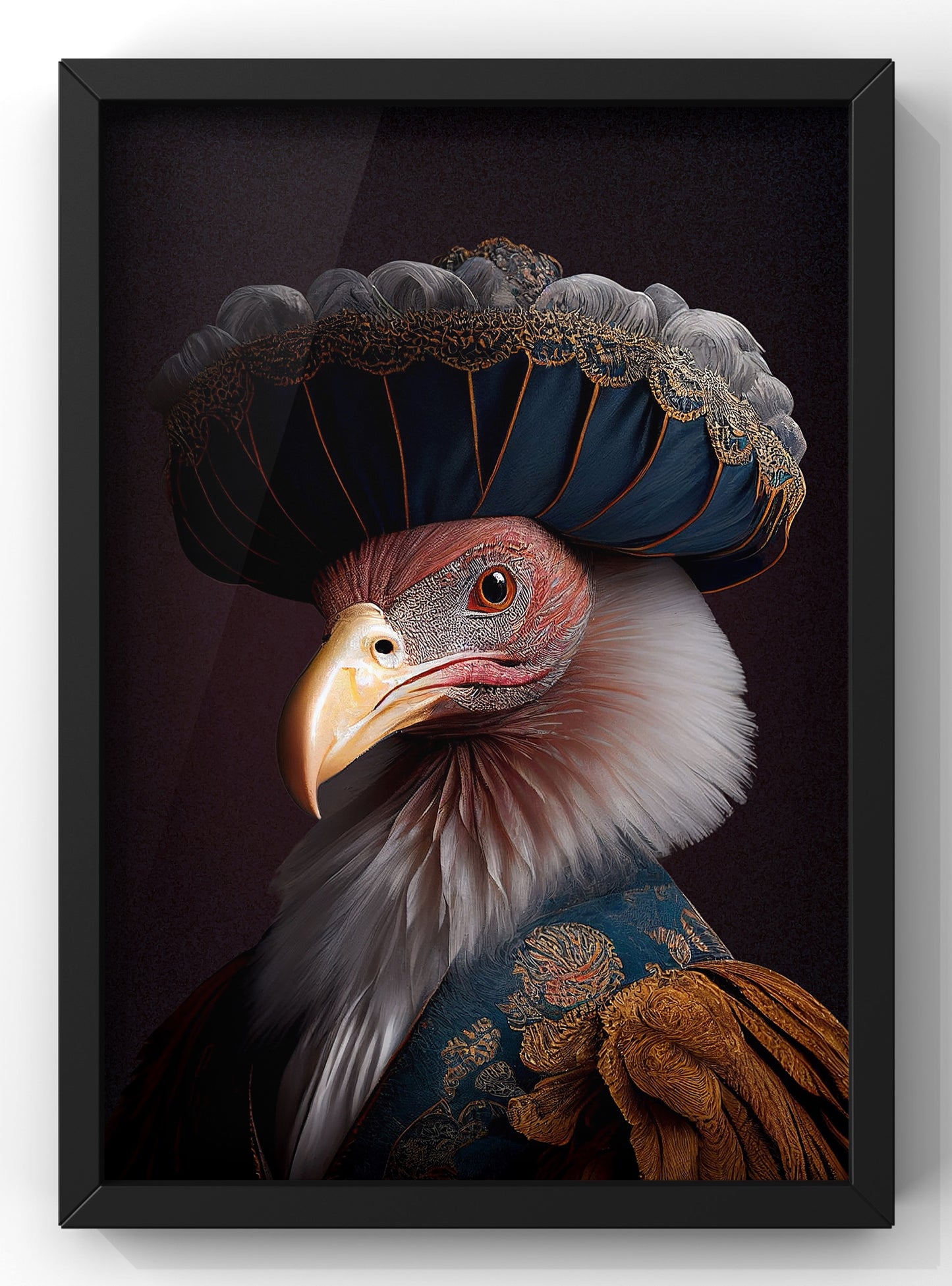 Fabulous Turkey Portrait | Altered Vintage Turkey Renaissance Print | Premium Wall Art