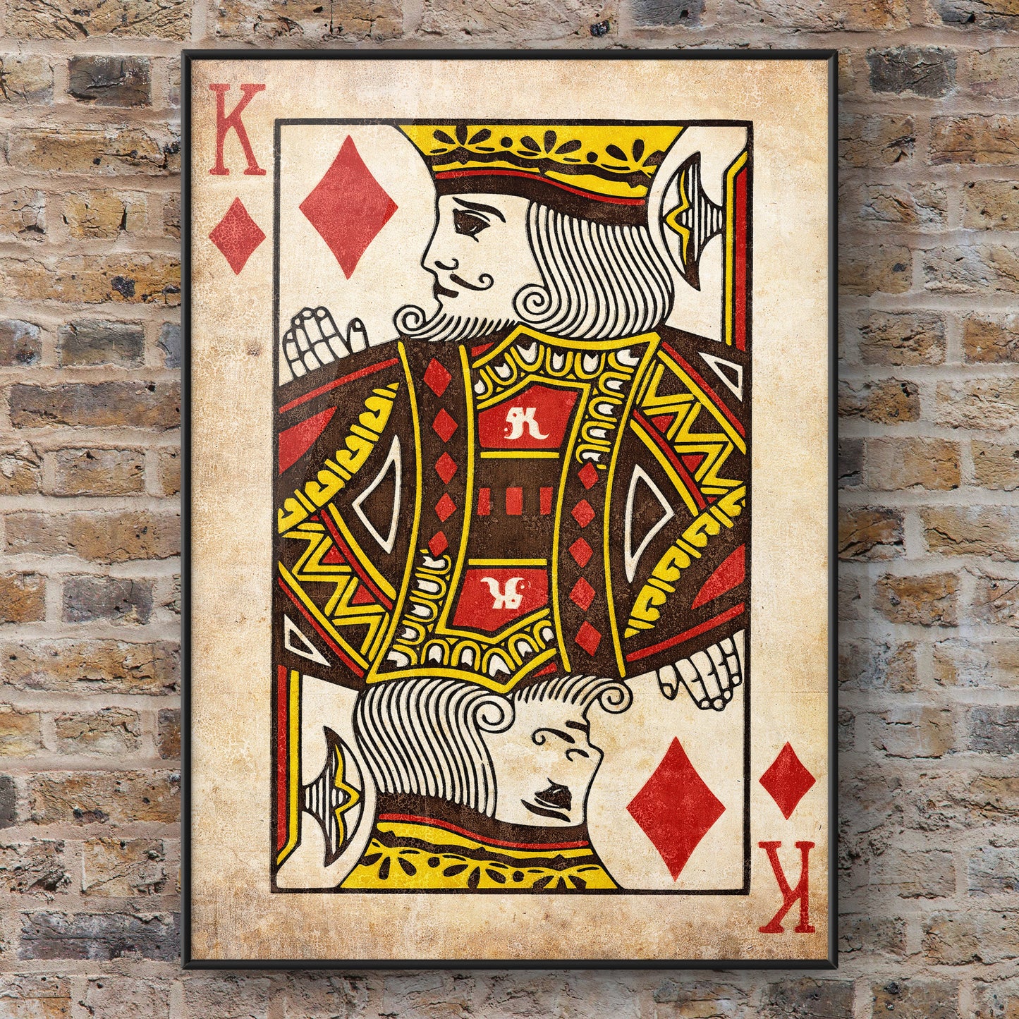 King of Diamonds Vintage Playing Card Poster