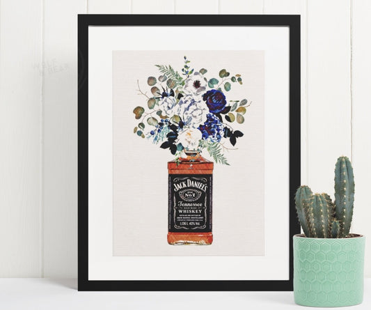 Jack Daniels Floral Bottle Print