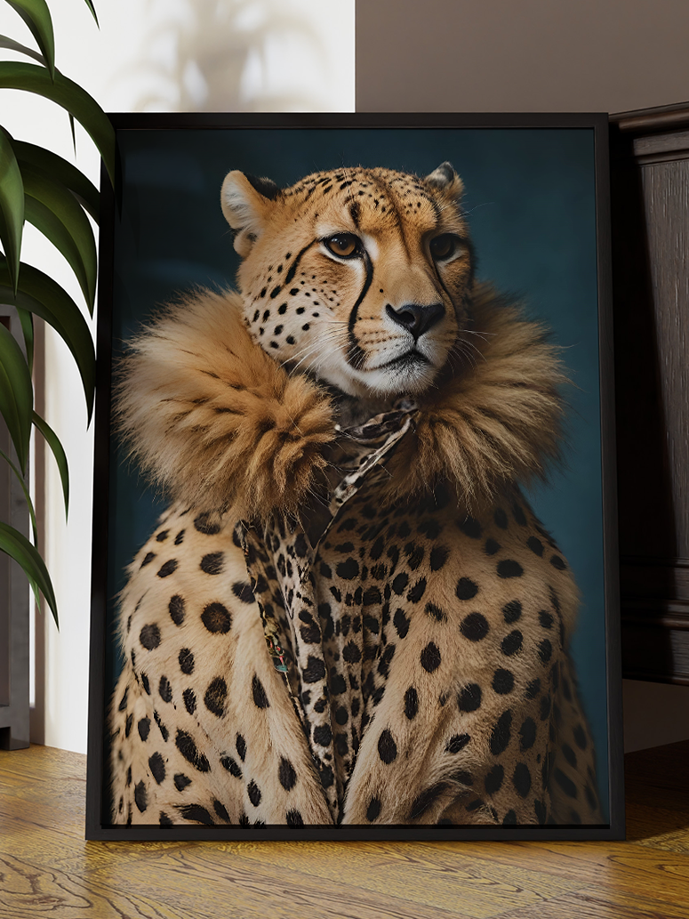 Miss Cheetah Portrait | Altered Cheetah Portrait Wall Art