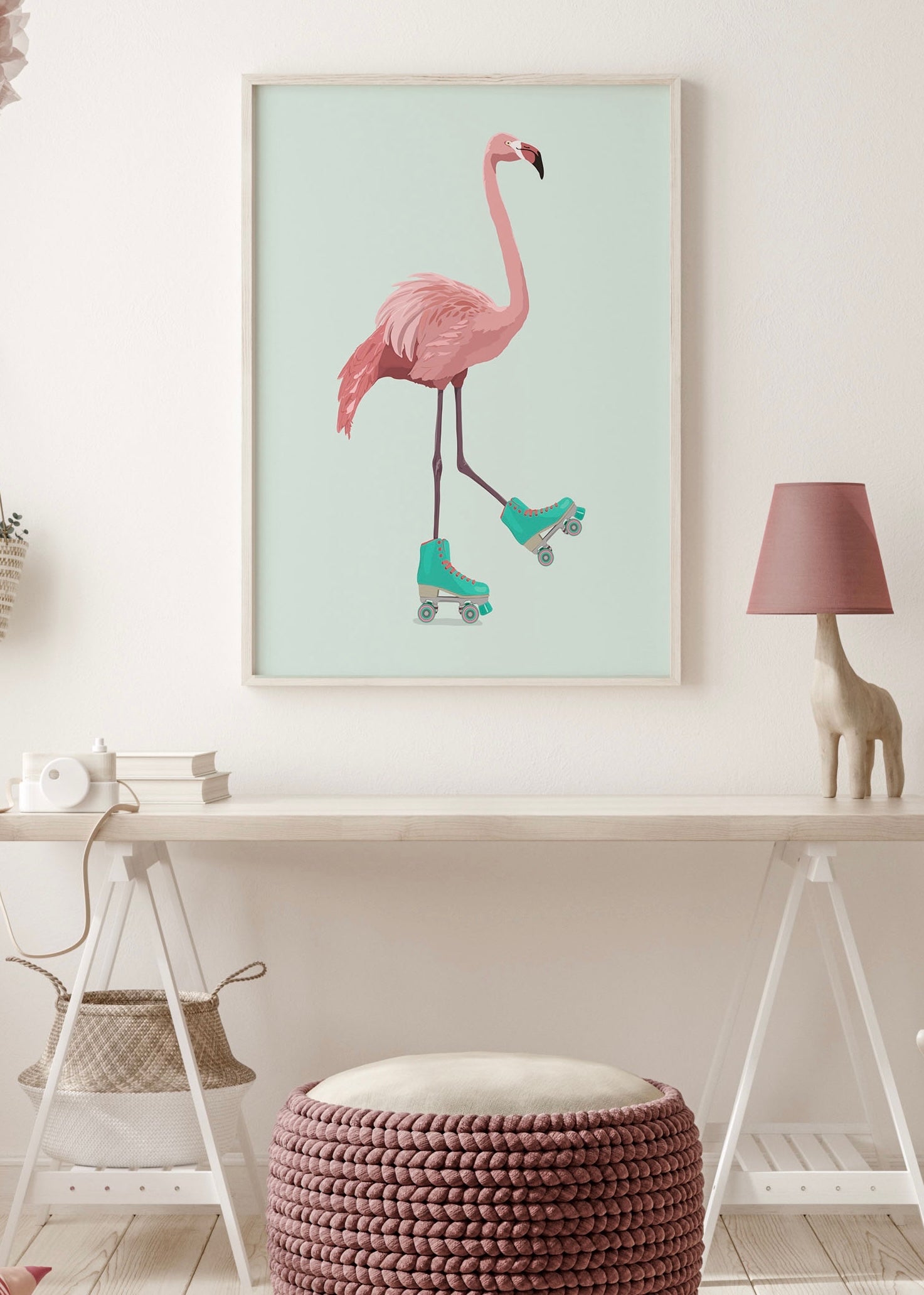 Flamingogo By Kammille | Flamingo Skating Wall Art
