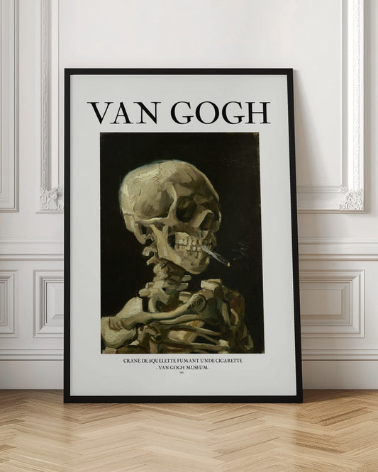 Head of a skeleton with a burning cigarette