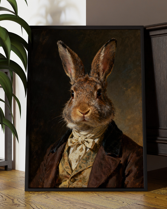 Regal Rabbit Portrait Print – Victorian Animal Art in Vintage Style