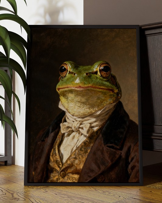 Regal Frog Portrait Print – Victorian Animal Art in Vintage Style