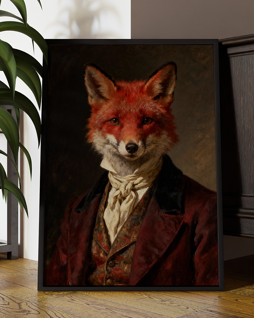Regal Fox Portrait Print – Victorian Animal Art in Vintage Style